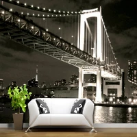 custom mural wallpaper 3d classic black and white bridge city building wall painting restaurant cafe background stickers tapety