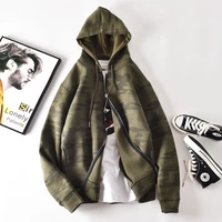 mid autumn thick air cotton camouflage hooded sweater mens casual loose zipper cardigan coat