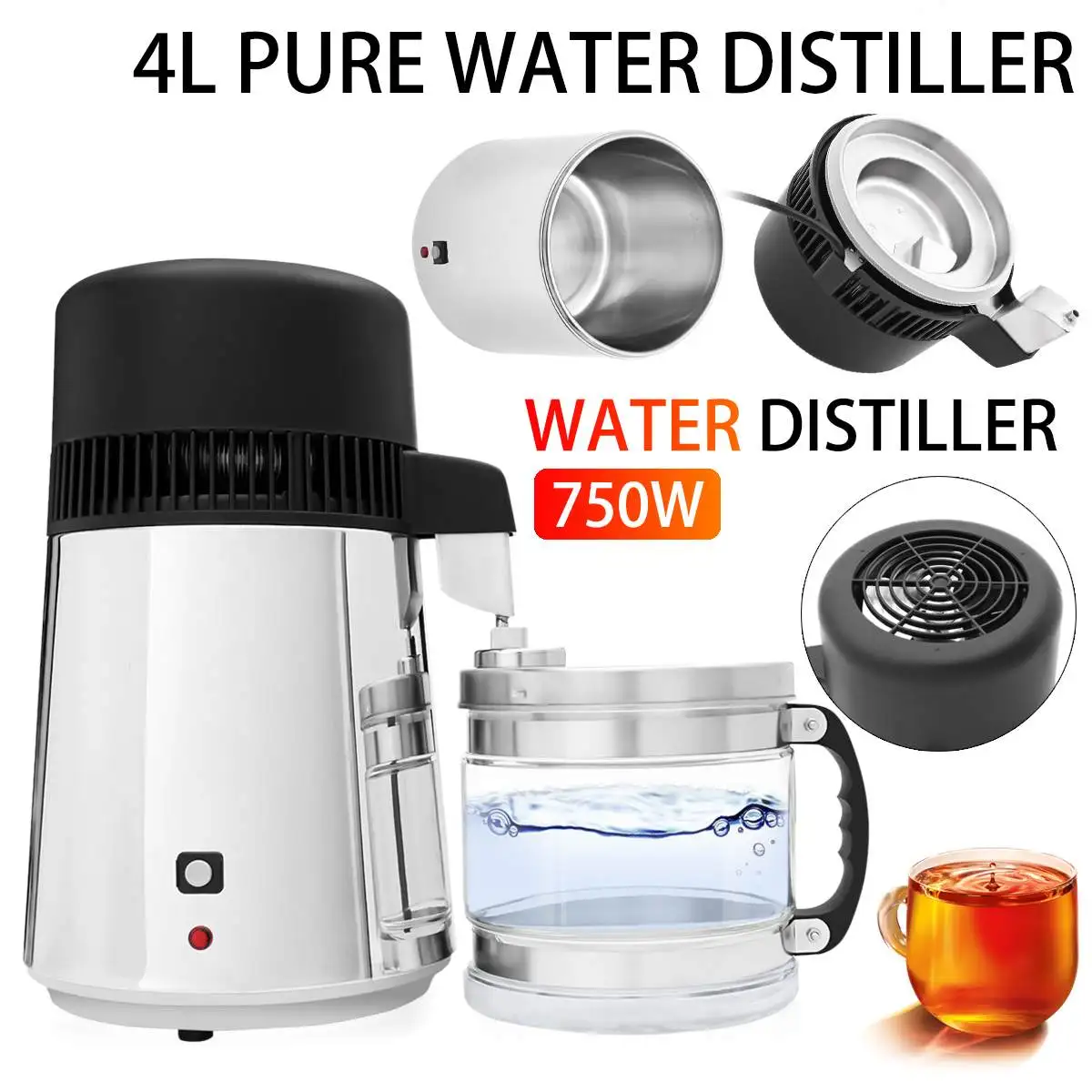 750 Вт 4л дистиллятор для воды бытовая дистиллированная машина чистой фильтр