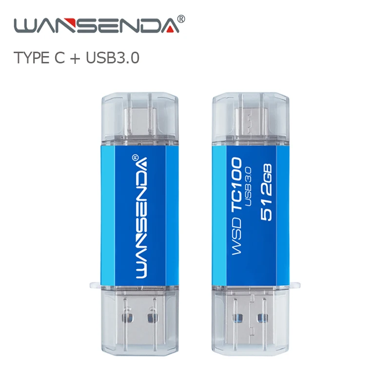 WANSENDA OTG Тип C USB флэш накопитель 512 ГБ 256 3 0 флеш 128 Cle 64 Гб оперативной памяти 32
