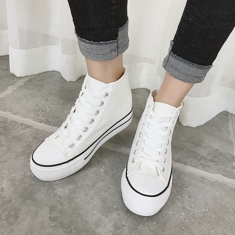 Женские текстильные туфли повседневные холщовые с высокой боковой молнией и