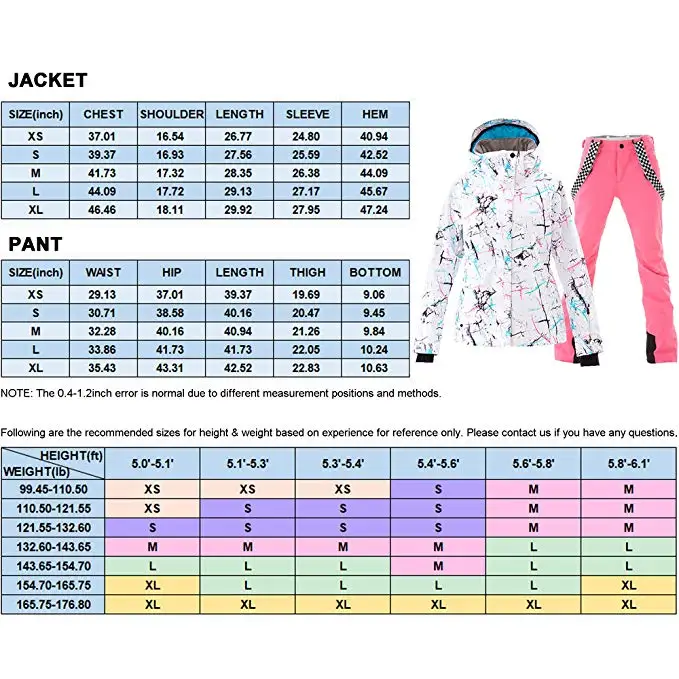 Winter snow suit women female ski suit for women Mountain skiing snowboard jacket snow pant ladies warm waterproof