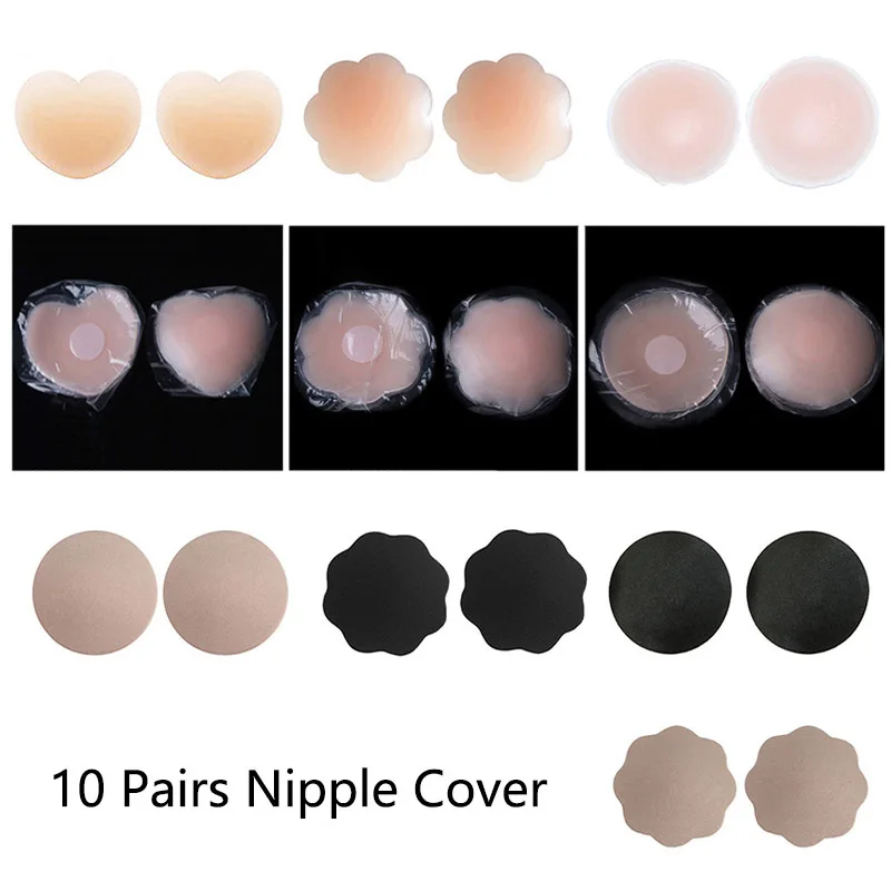 

10 пар многоразовых невидимых накладок для груди, груди, сосков, силиконовых бюстгальтеров, вкладышей, лепестков, наклеек, накладки, аксессуа...