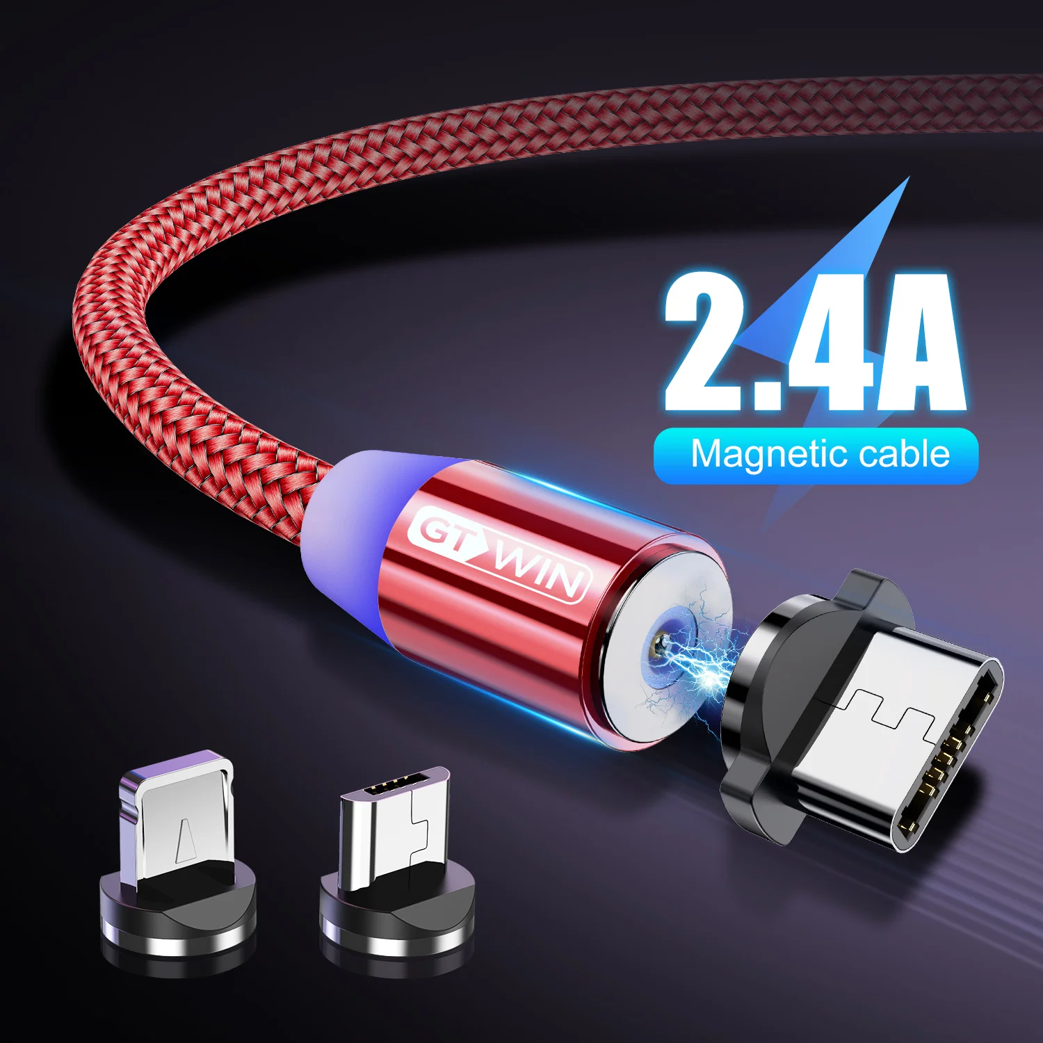 GTWIN 3M Магнитный кабель Micro USB Type C Кабель для быстрой зарядки Магнитное зарядное
