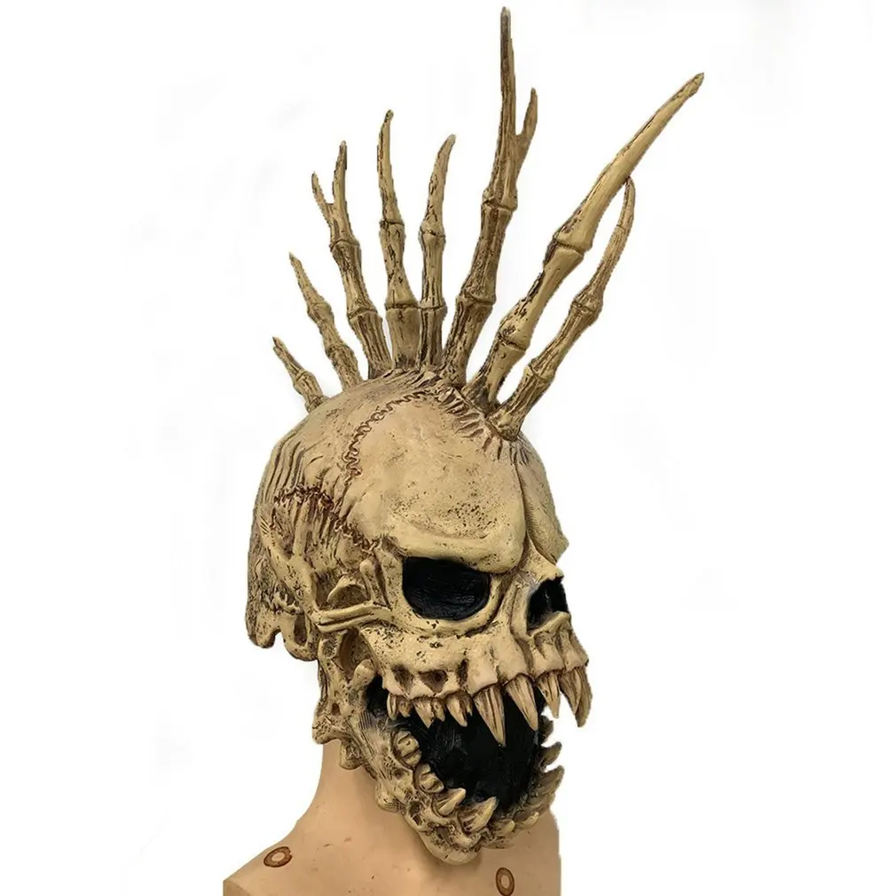 Маска на Хэллоуин с подвижными челюстями, маска в стиле панк с черепом, страшная маска, украшение для косплея, вечеринки, шлем с черепом 2021 от AliExpress WW