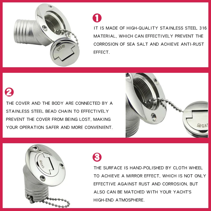 45 ° Угол оборудование для морских лодок палуба наполнитель RV Yacht 316 нержавеющая сталь топливный вода отработанного дизельного газа ключ крышка наполнитель 1-1/2, 2 дюйма