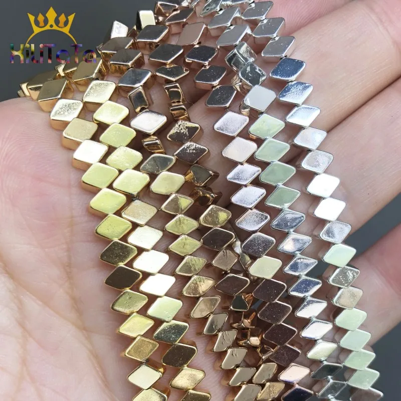 6*4 мм Ромбовидные Бусины Из Натурального Гематита цвета розового золота серебра