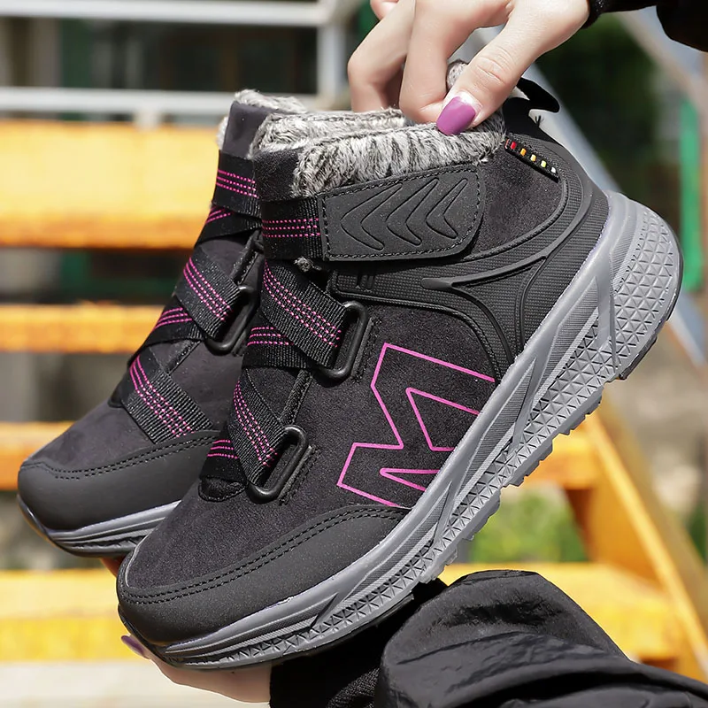 Зимние походные ботинки женские нескользящие кроссовки мужские теплые меховые