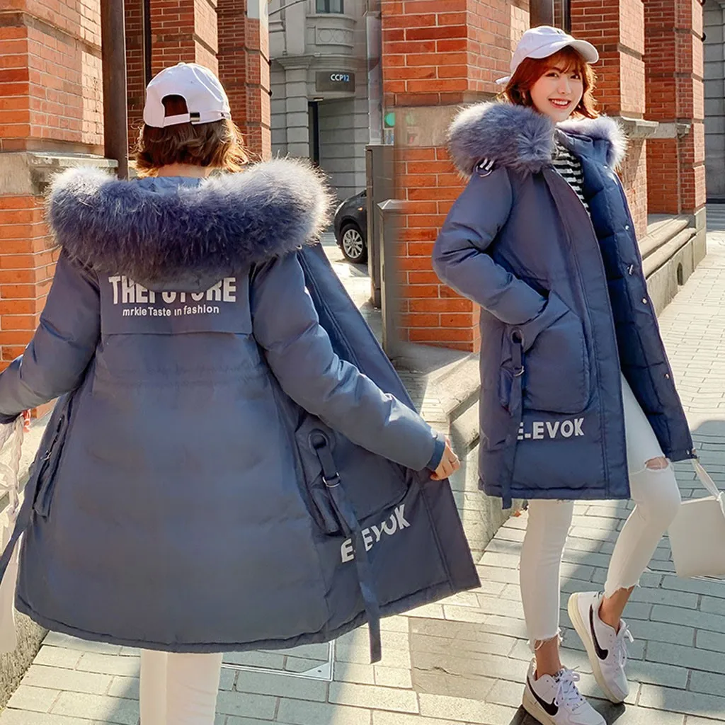 Женская куртка с капюшоном и длинным рукавом пальто хлопковой подкладкой