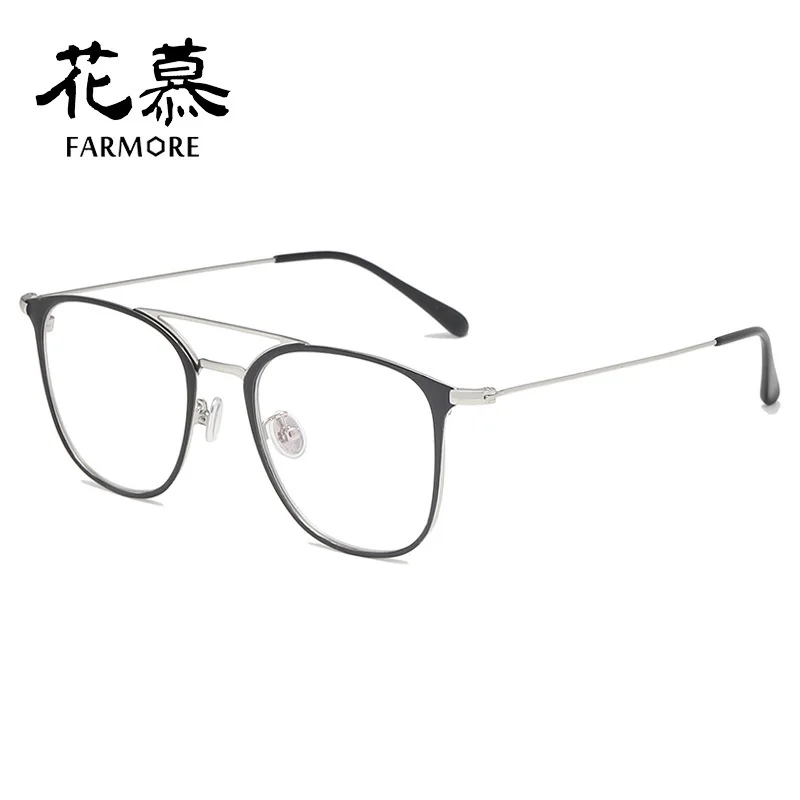 

Flat glasses oval double beam can be matched with short-sighted full frame eye frame to show the face of small glasses frame