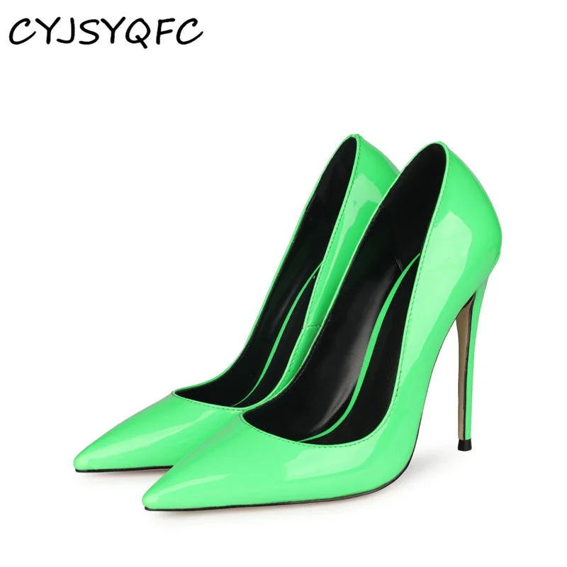 

CYJSYQFC Fashion Sexy Women Florescent Color Painted Wedding Shoes Pointy Toe Slip On Thin High Heel Lady Pumps For Dress Party