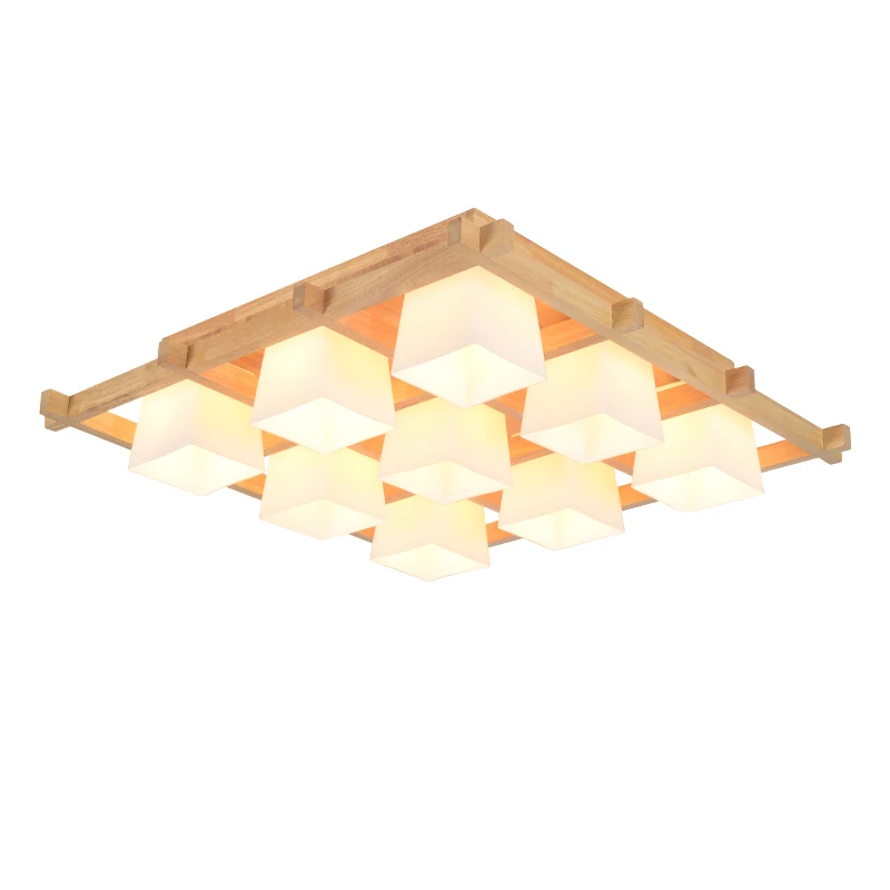 

TRAZOS Modern LED Ceiling Lights Wooden Square Ceiling Lamp With Dimming Remote For Living Room Dining Light Wood Bedroom Lamps
