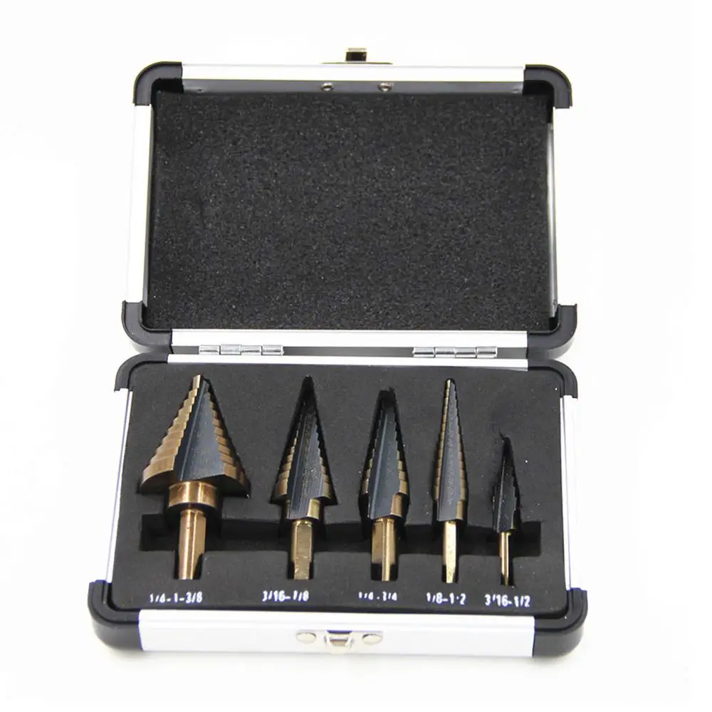 Шаг конус сверло для металла дерева 5 шт. 1/4 Hss Кобальт Титан конический Карбид