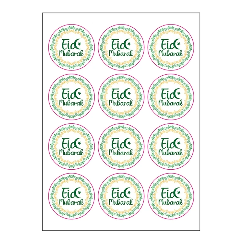 

120pcs Eid Mubarak Favor Gift Bag Sealing Stickers Ramadan Decorations Box Seal Label Stickers Cake Decoration