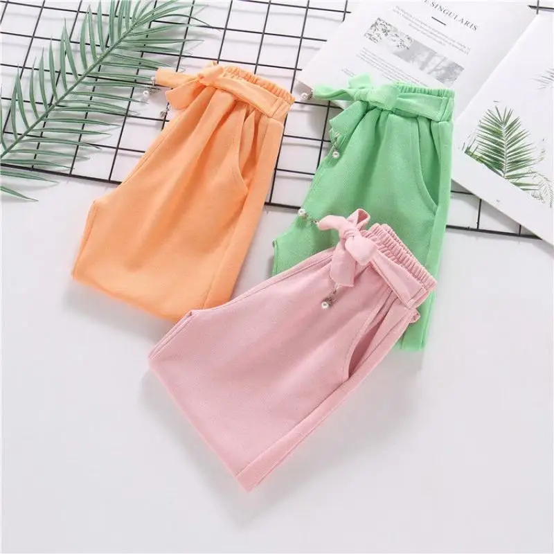 

Casual Baby Kids Girls Long Trousers New 2020 Spring Autumn Sport Pants Children's Fashion Solid Elastic Waist Clothing K305