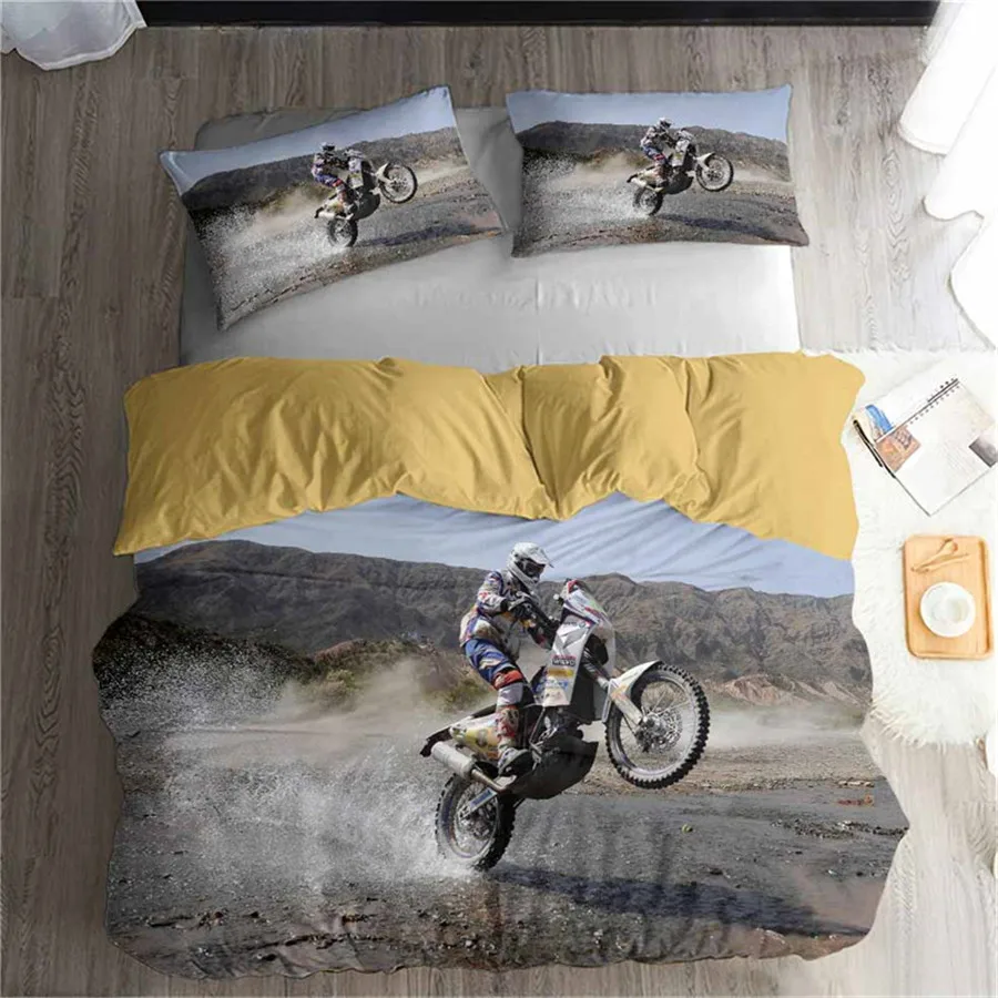 HELENGILI 3D Постельное белье с принтом &quotмотоцикл&quot постельное Bedcloth Наволочка на
