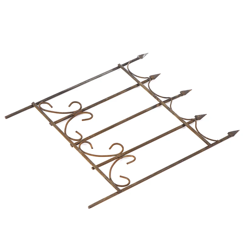 

Dollhouse Come Rusty Tin Picket Fairy Garden Fence Miniature Home Garden Rustic Door Fence Metal Craft Decoration Accessories