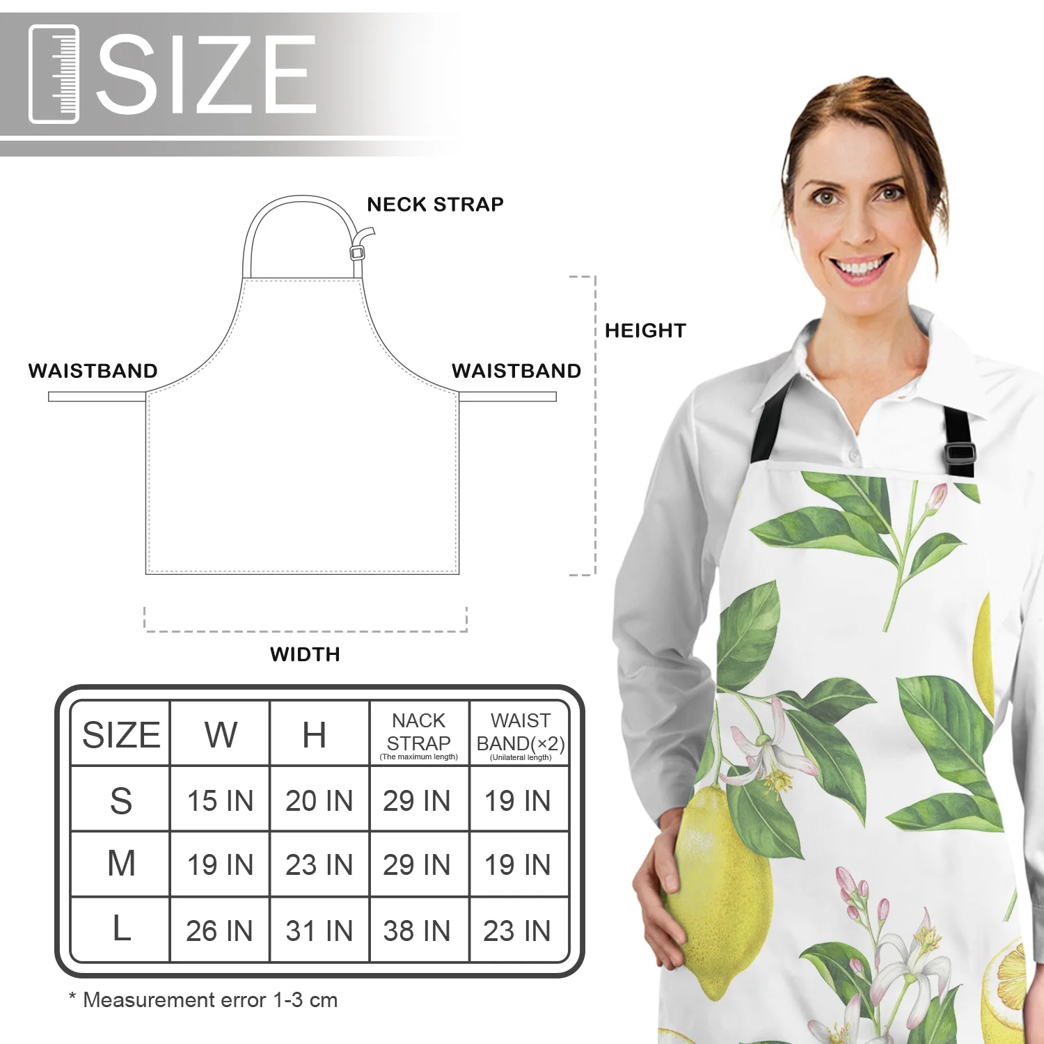 

Personalized Aprons Lemon Fruit Female Women Couples Kids Bib Canvas Kitchen Apron For Cooking Baking Restaurant Pinafore