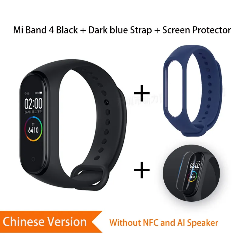 CN Darkblue Глобальная версия Xiaomi mi 4 Смарт-часы браслет mi Band 4 браслет сердечного ритма фитнес цветной экран Bluetooth 5,0 китайский - Цвет: CN Darkblue