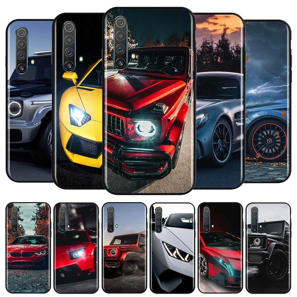 

Sports Cars Men For OPPO Realme Q3 Q2 V15 V3 X50 X7 X3 X2 XT Pro Carnival Superzoom 5G Silicone Black Phone Case