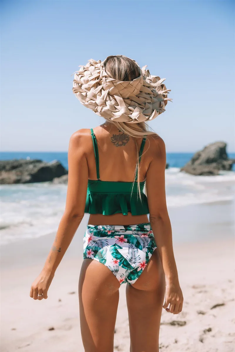

Brazilian Swimsuit Women's Swimwear New 2021 Underwire Ruffled Pull-Up Gathering Fashion Cute High Waist Bright Beach Bikini
