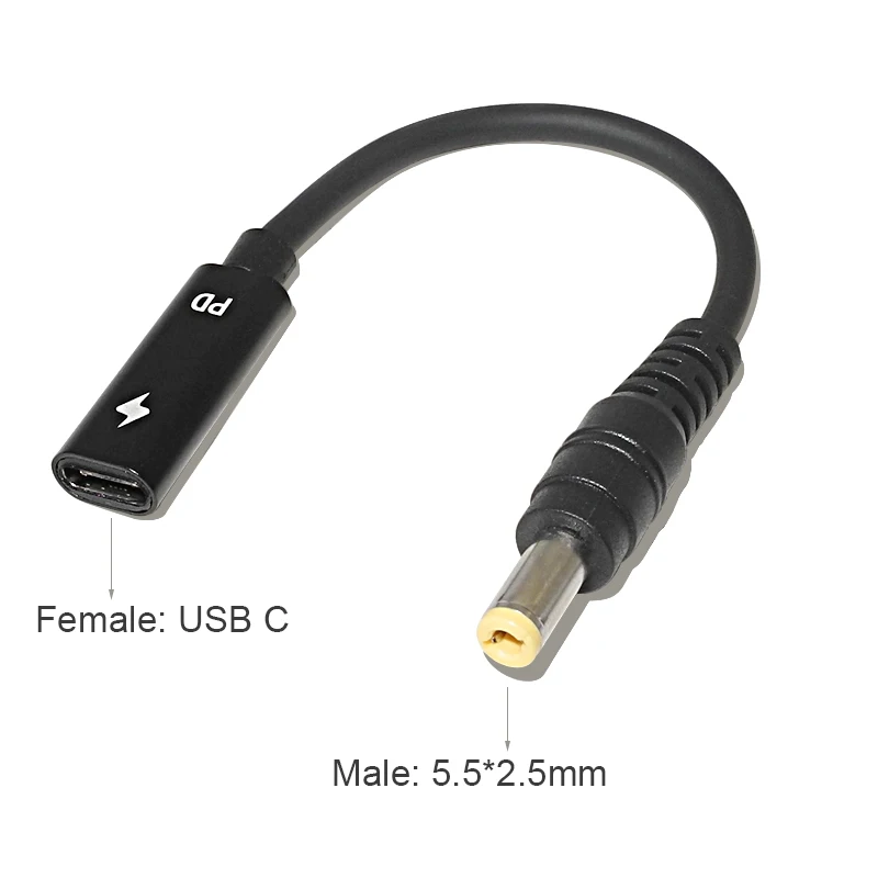 USB 3.1 Тип С Женский к мужскому штекеру 5,5 * 2,5 мм Преобразователь для ноутбука DC Power Supply Адаптер коннектора для зарядного устройства Asus Toshiba Lenovo.