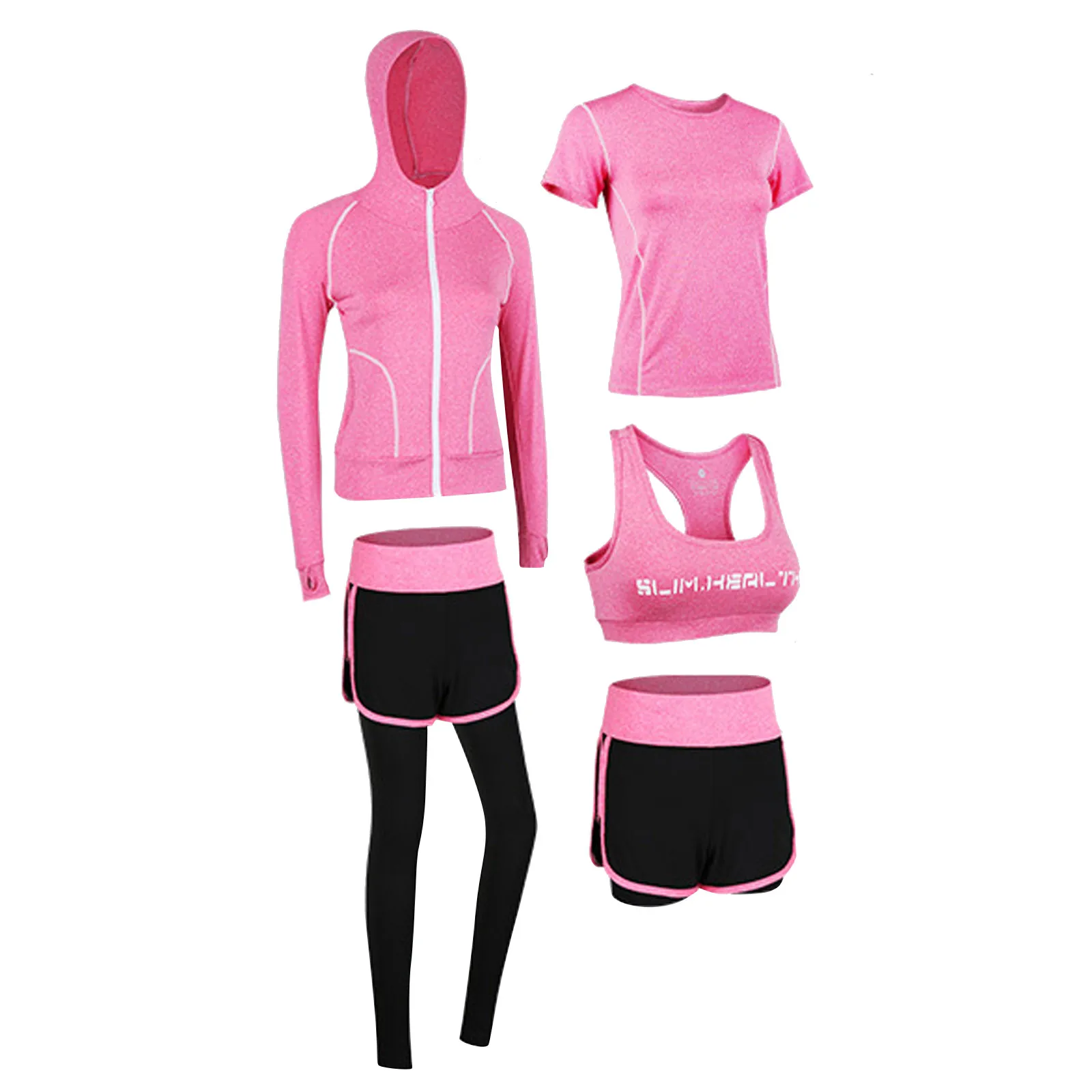 5 шт. Набор для йоги женщин Фитнес футболка спортивный бюстгальтер одежда фитнеса