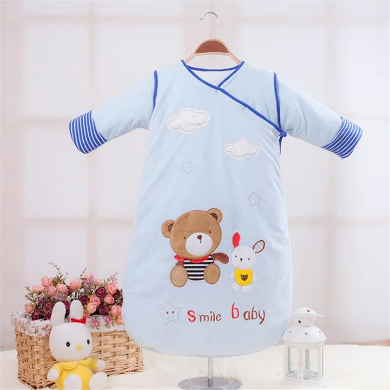 Хлопковый спальный мешок для малышей с отстегивающимся рукавом детский рисунком