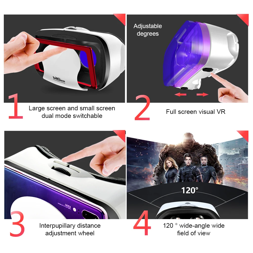 3D очки VRG Pro шлем виртуальной реальности VR для смартфонов Samsung устройства игр 5-7