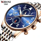 Часы наручные NIBOSI Мужские кварцевые, брендовые модные в стиле милитари, из нержавеющей стали с хронографом