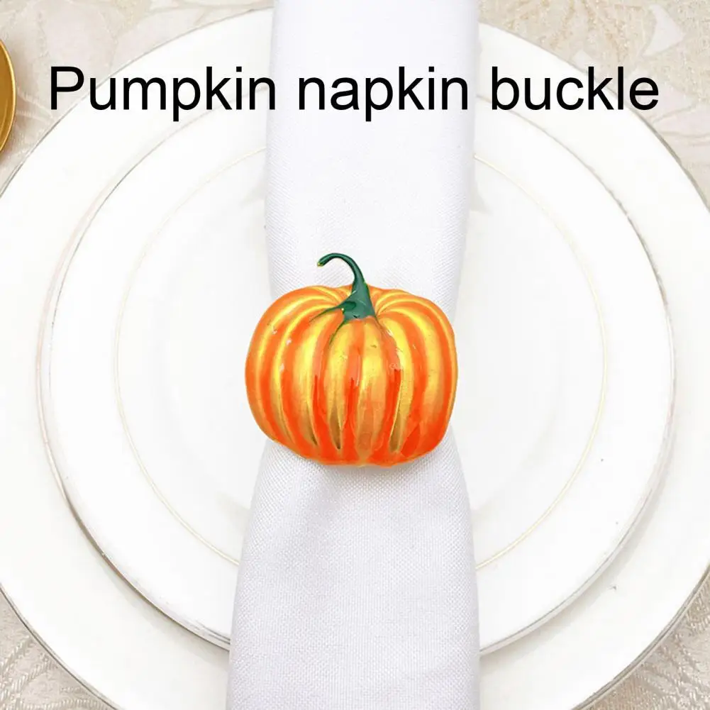 

6Pcs/Set Cute Pumpkin Shape Napkin Ring Beautiful Festive Alloy Napkin Holder for Home
