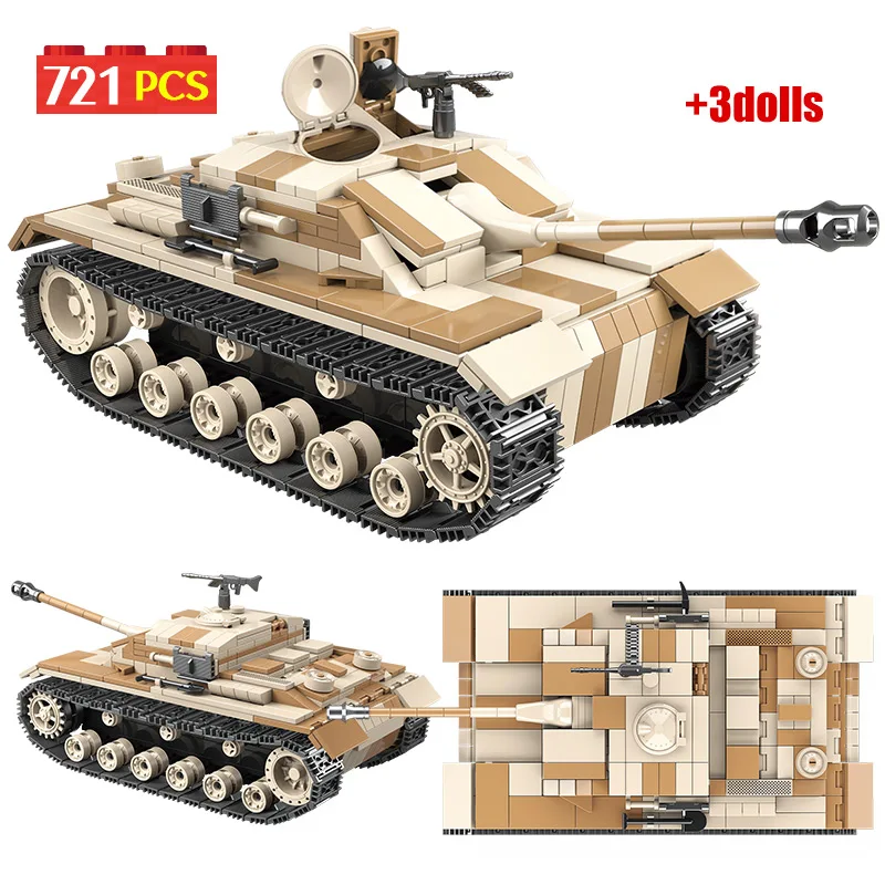 721 шт город военный Германия штурмовой пистолет Танк модель строительные блоки WW2