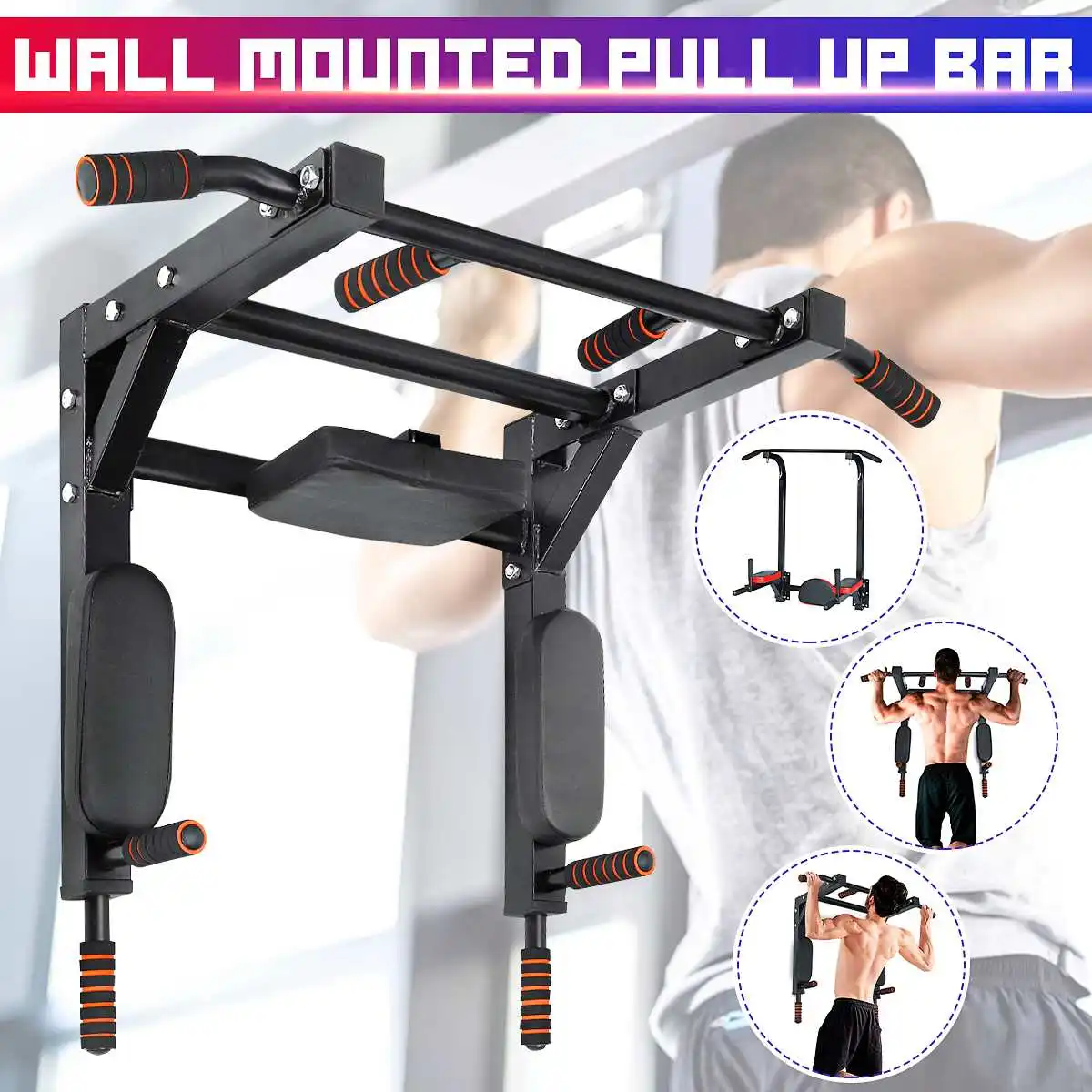 

Wall Mounted Horizontal Bar Heavy Duty Pull Up Dip Exercise Station Indoor Fitness Equipment for Home Gym Workout Multi Tools