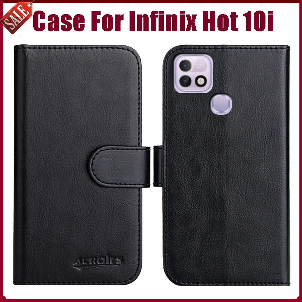 

Hot! Infinix Hot 10i Case 6.52" Fashion 6 Colors Flip Soft Leather Wallet Cover For Infinix Hot 10i Case Phone Holder Bag
