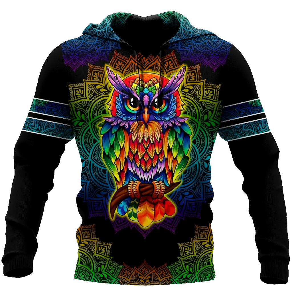 

3D All Over Print Colorful owl Hoodie New cute Streetwear hoodies Fashion Pullover Unisex Zip Hoodies/Sweatshirts/Jacket A-2