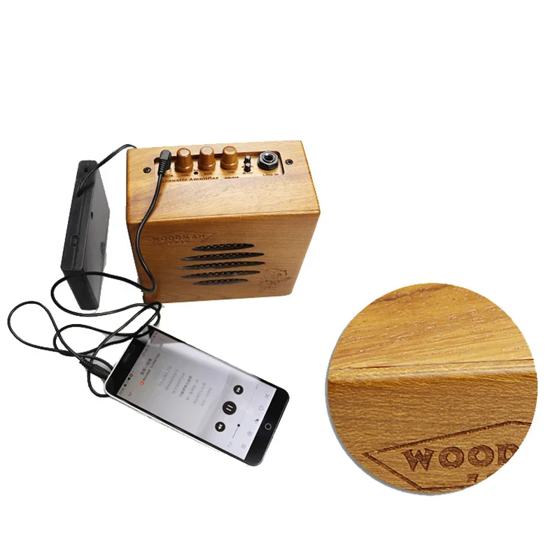 

Woodman Solid Cumaru Wood 10W Ampifiler with Bluetooth and Aux in