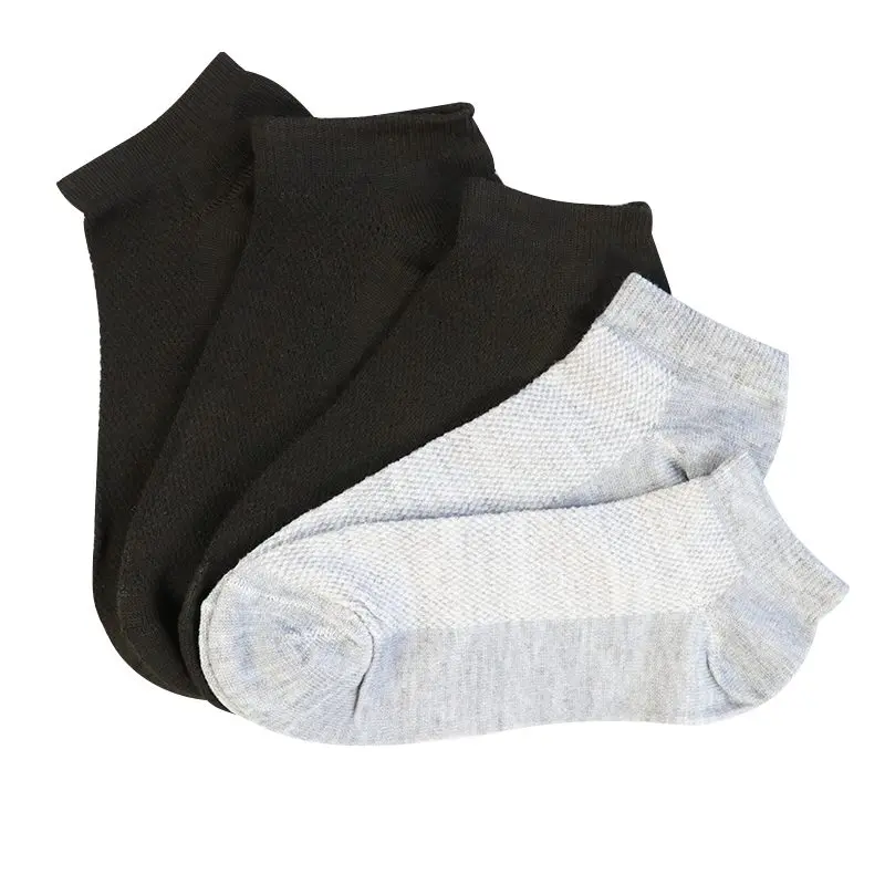 3black2gray 10 шт. = 5 пар, однотонные сетчатые мужские носки, невидимые носки по щиколотку, мужские летние дышащие тонкие носки-башмачки, горячая Распродажа - Цвет: 3black2gray