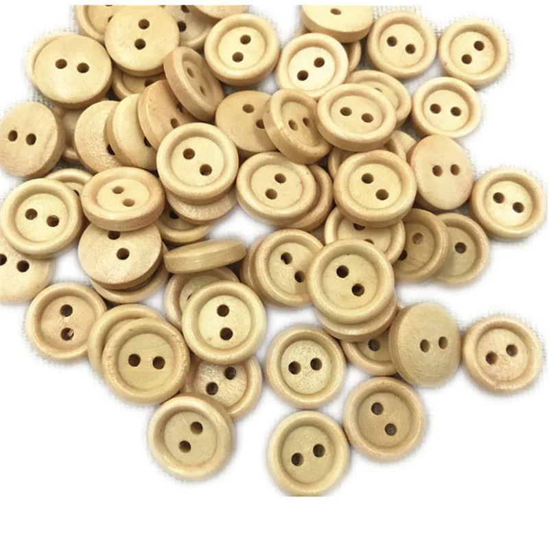 DIY 200 шт. деревянный с 2 отверстиями Кнопки Круглый подходят для шитья