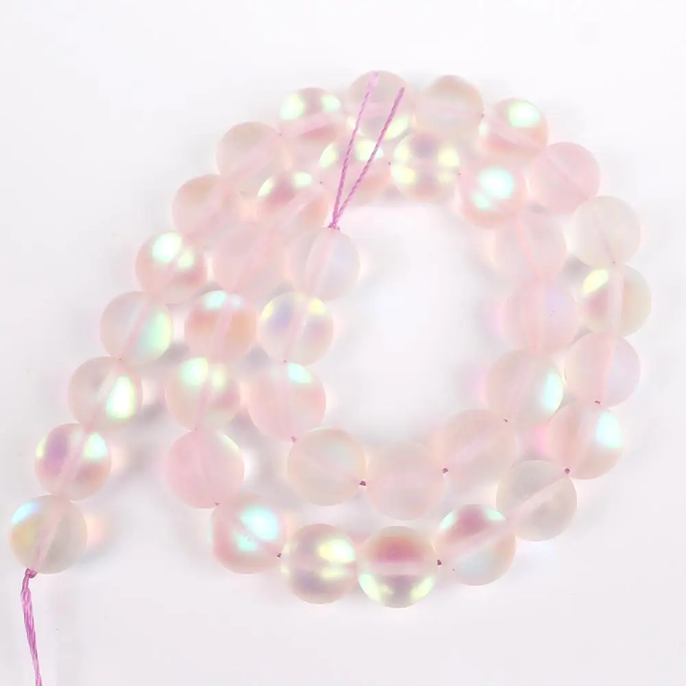 Pink Flash Crystal Натуральный круглый тигровый глаз Амазонит гранат Агаты ангелит кварц Лава бусины для самостоятельного изготовления ювелирных изделий браслет аксессуары 15'' - Цвет: Pink Flash Crystal
