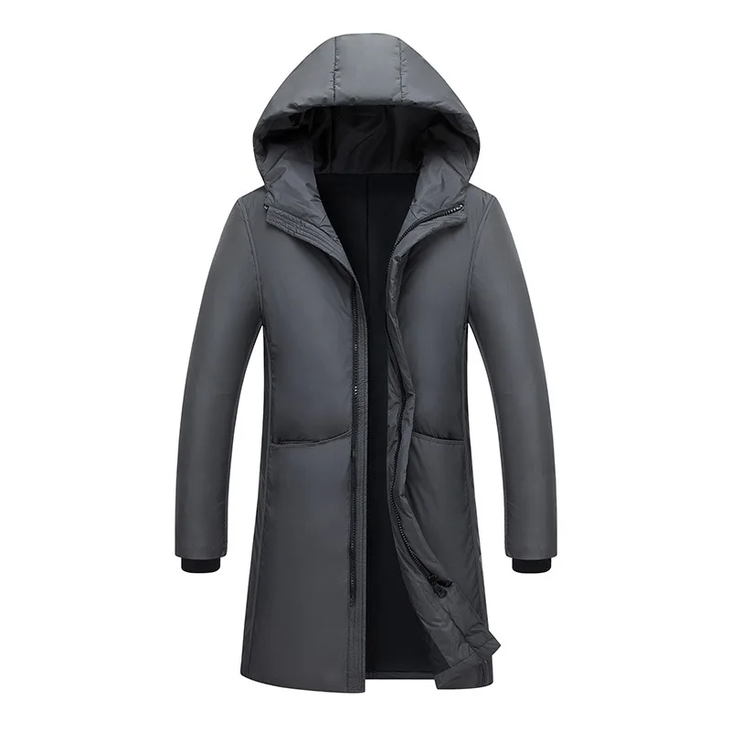 

-20 Degree Winter White Duck Down Jacket Men Hooded Collar Windbreaker Thick Coat Men Mid-long Keep Warm Down Parkas M-4XL