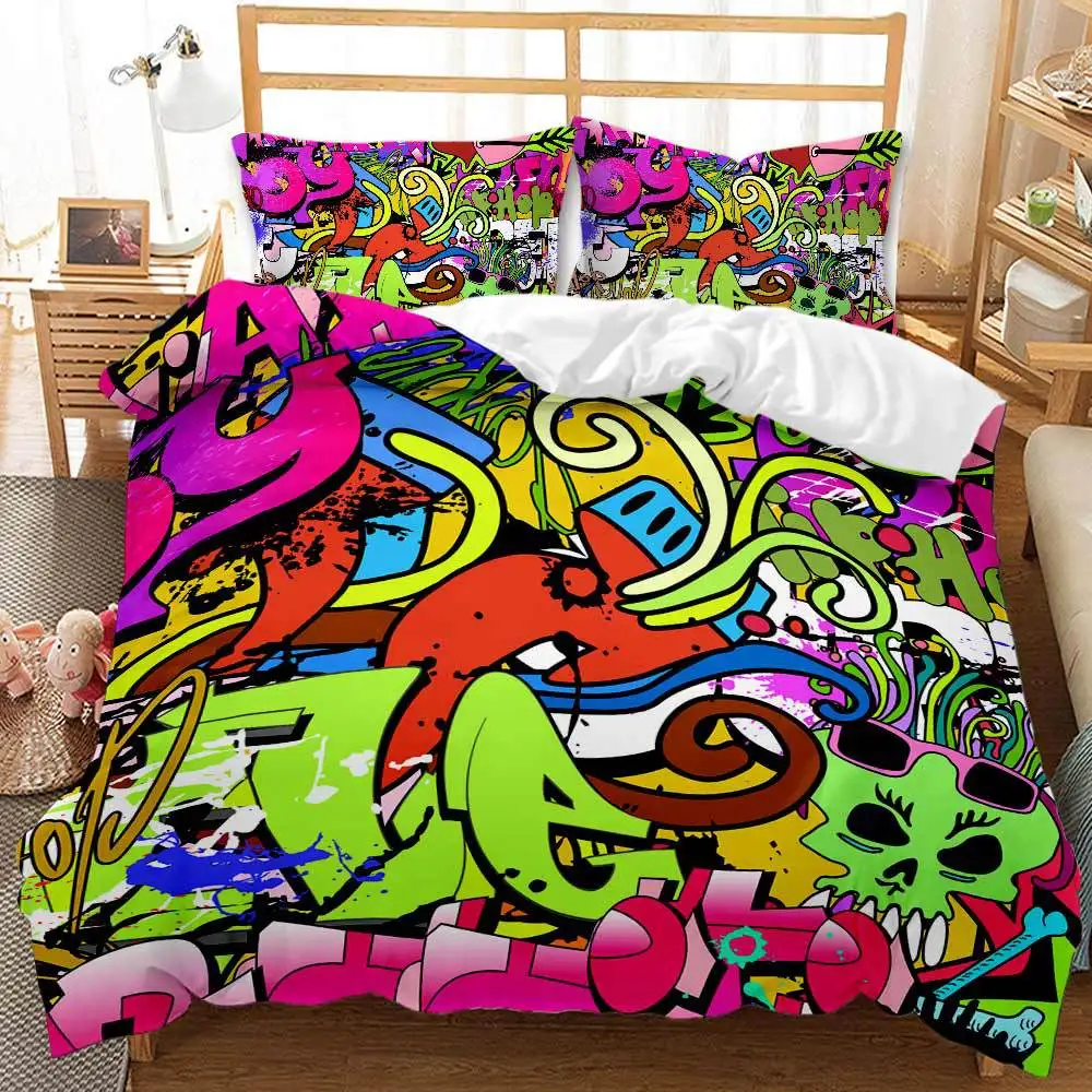 

New Hiphop Funny 3D Print Comforter Bedding Sets Queen Twin Single Size Duvet Cover Set Pillowcase Home Textile Luxury Fashion