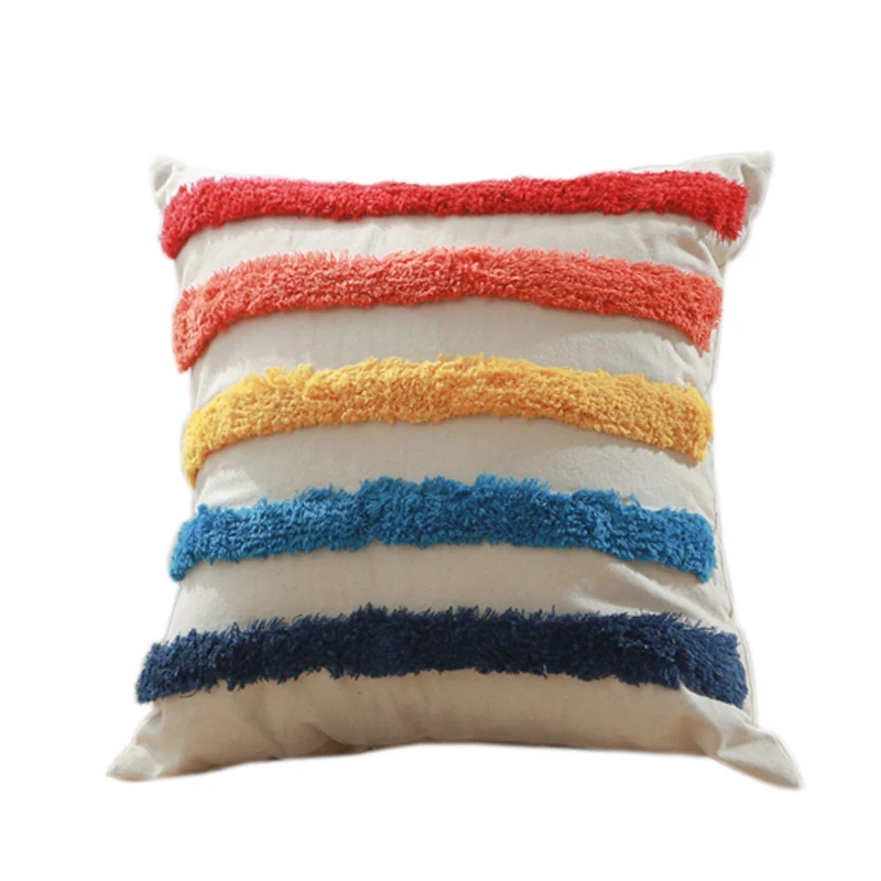 Наволочка для подушки с геометрической вышивкой 45x45 см | Дом и сад