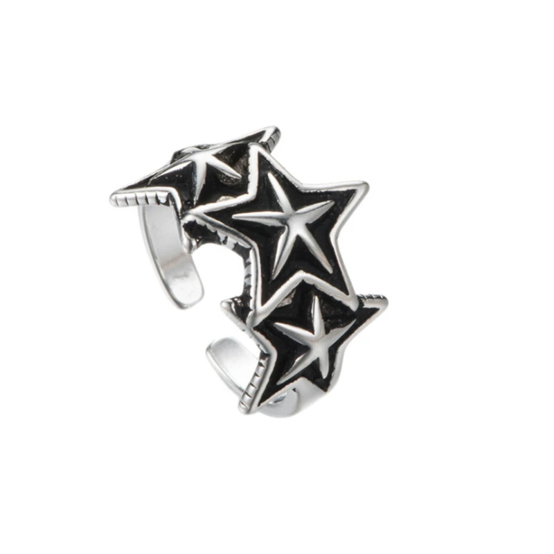 Лидер продаж оригинальные винтажные Регулируемые кольца с 3 звездочками черное