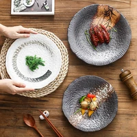 japanese ceramic round large capacity salad pasta simple kitchen japanese decor dinner plate tableware 9 inches 10 inches