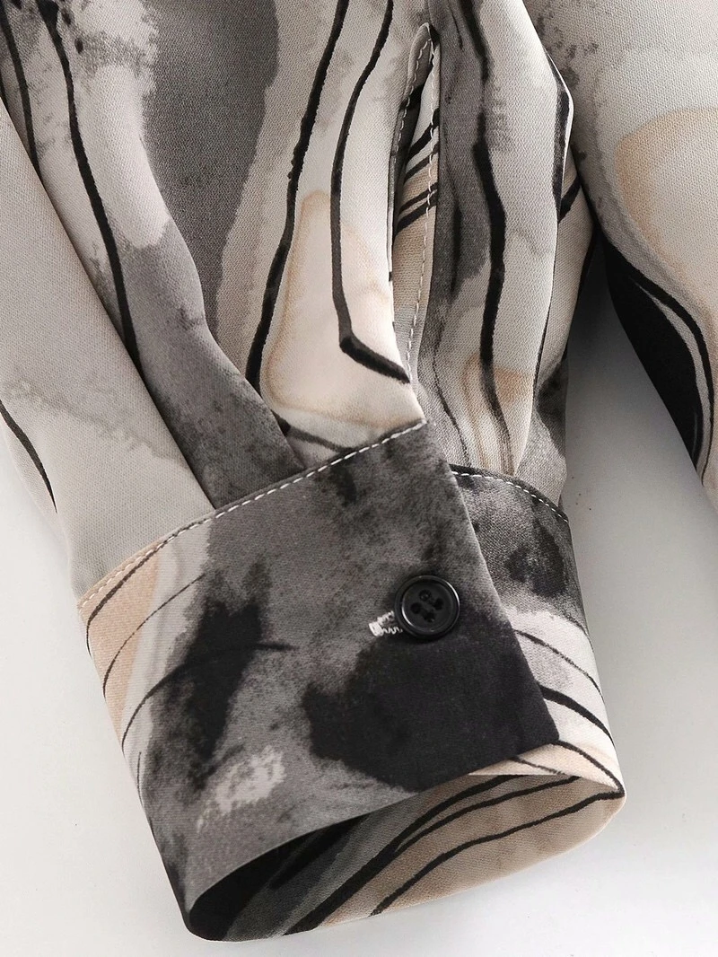 

Ink Wash Painting Aesthetic Shirt Vintage Top And Blouse Women Long Sleeve Button Up Shirt Fall 2020 Korean Fashion