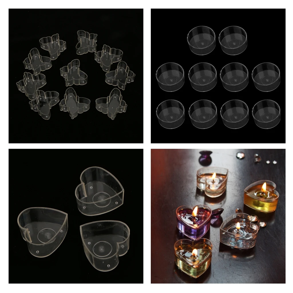 

10x Romantic Tealight Making Circle Shape Wax Containers Candle Mold Tealight Cups Plastic Candle Molds Making