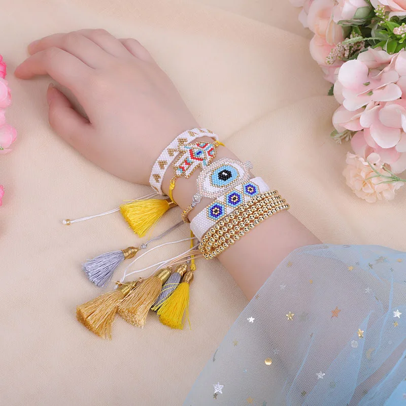 

ZHONGV Pulseras Mujer Moda 2020 MIYUKI Evil Eye Bracelet Women Hamsa Hand Bracelets Jewelry Miyuki Joyeria Handmade Summer Beach