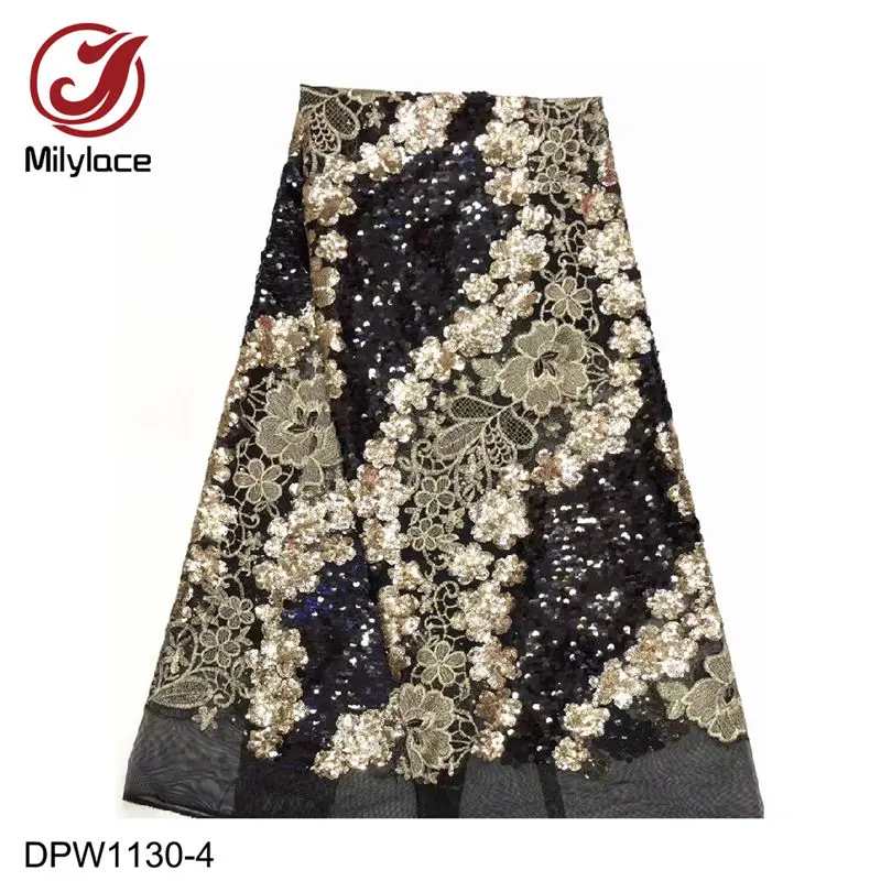 Красивая Цветочная вышитая Тюль французская Сетка кружевная ткань высокого качества нигерийская блестящая кружевная ткань DPW1130 - Цвет: DPW1130-4