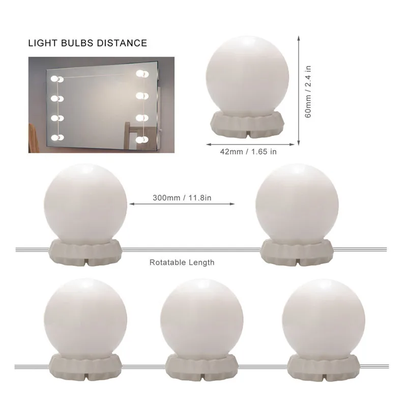 Для нанесения макияжа) со светодиодной подсветкой по краю и зеркальный