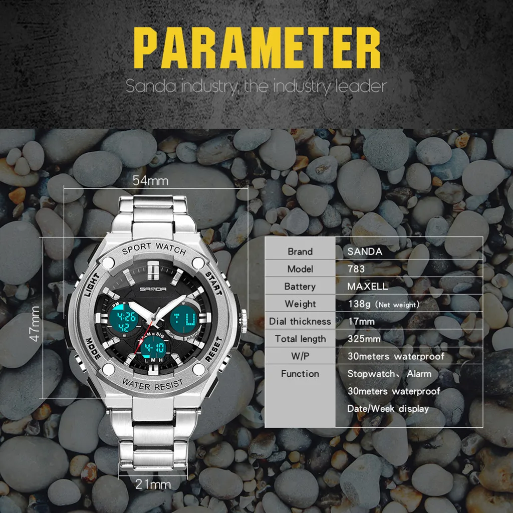 

Military Men Sports Watches Men LED Dual Display Alarm Calendar Wristwatch Men's Outdoor Fitness Wrist Clock relogios masculino